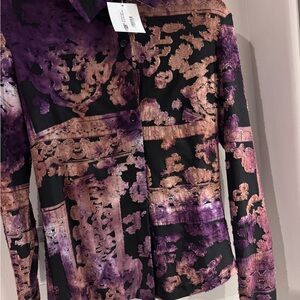 Desigual Purple and Black Floral Blouse